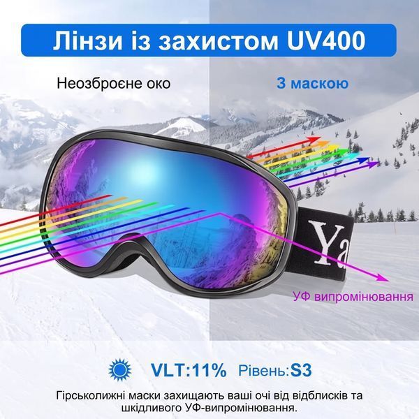 Лижні та сноубордичні окуляри OTG, подвійні лінзи, UV400, антифог, для зимових видів спорту А23435465 фото