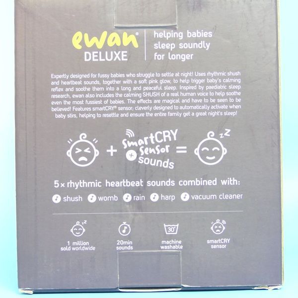 Овечка Ewan Deluxe для білого шуму для немовлят і малюків, Датчик плачу та нічник, 10 заспокійливих звуків т1 2344 фото