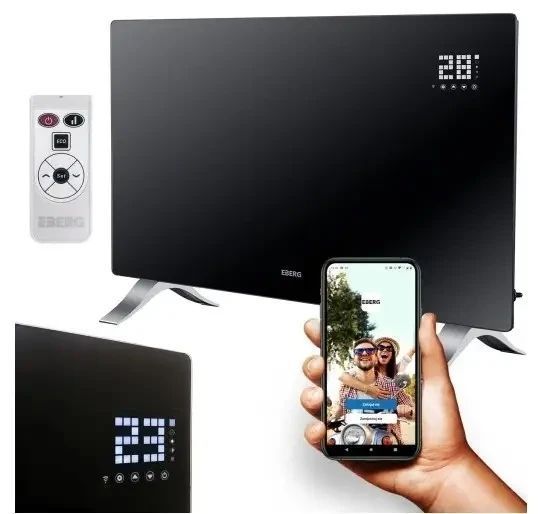 Нагрівач конвекторний зі скляною білою панеллю EBERG EVI PRO + ПУЛЬТ!( БУ.без ніжок) 764456 фото