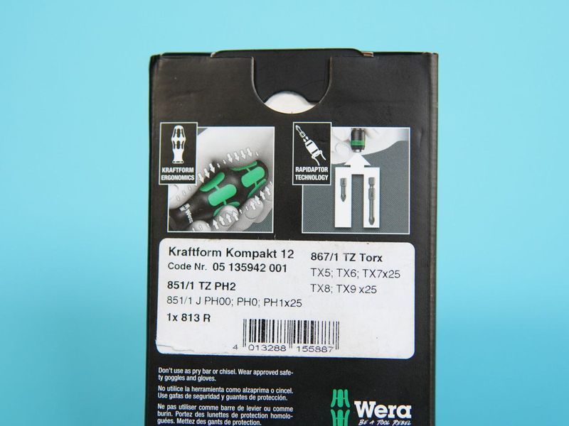 Отвертка со сменными битами Wera Kraftform Kompakt 12 9 в 1 &ndash; высококачественный инструмент длиной 90 мм для точной работы B65467586 фото