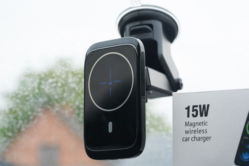 Магнітний тримач у машину з MagSafe для iPhone та Android 15W &mdash; надійна фіксація та зарядка без проводів R556754 фото