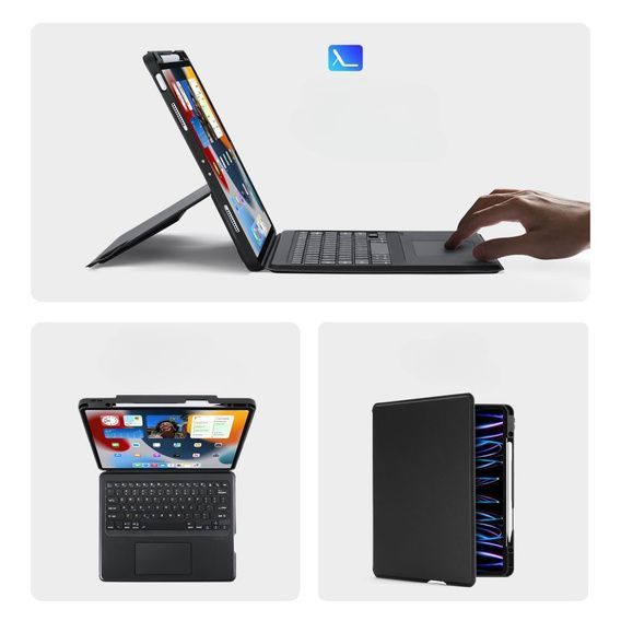 Чохол-клавіатура/миша для iPad 9-го, 8-го, 7-го покоління, Air 3 Pro 10.5, магнітно знімний бездротовий кольоровий чохол-клавіатура, тонкий і легкий смарт-чохол з тримачем для олівців (чорний) c4 6745 фото
