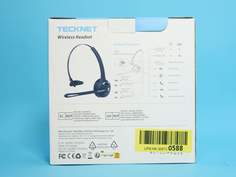 Беспроводная гарнитура TECKNET TK-HS004 &mdash; Bluetooth для комфортных звонков и музыки без проводов А24367 фото